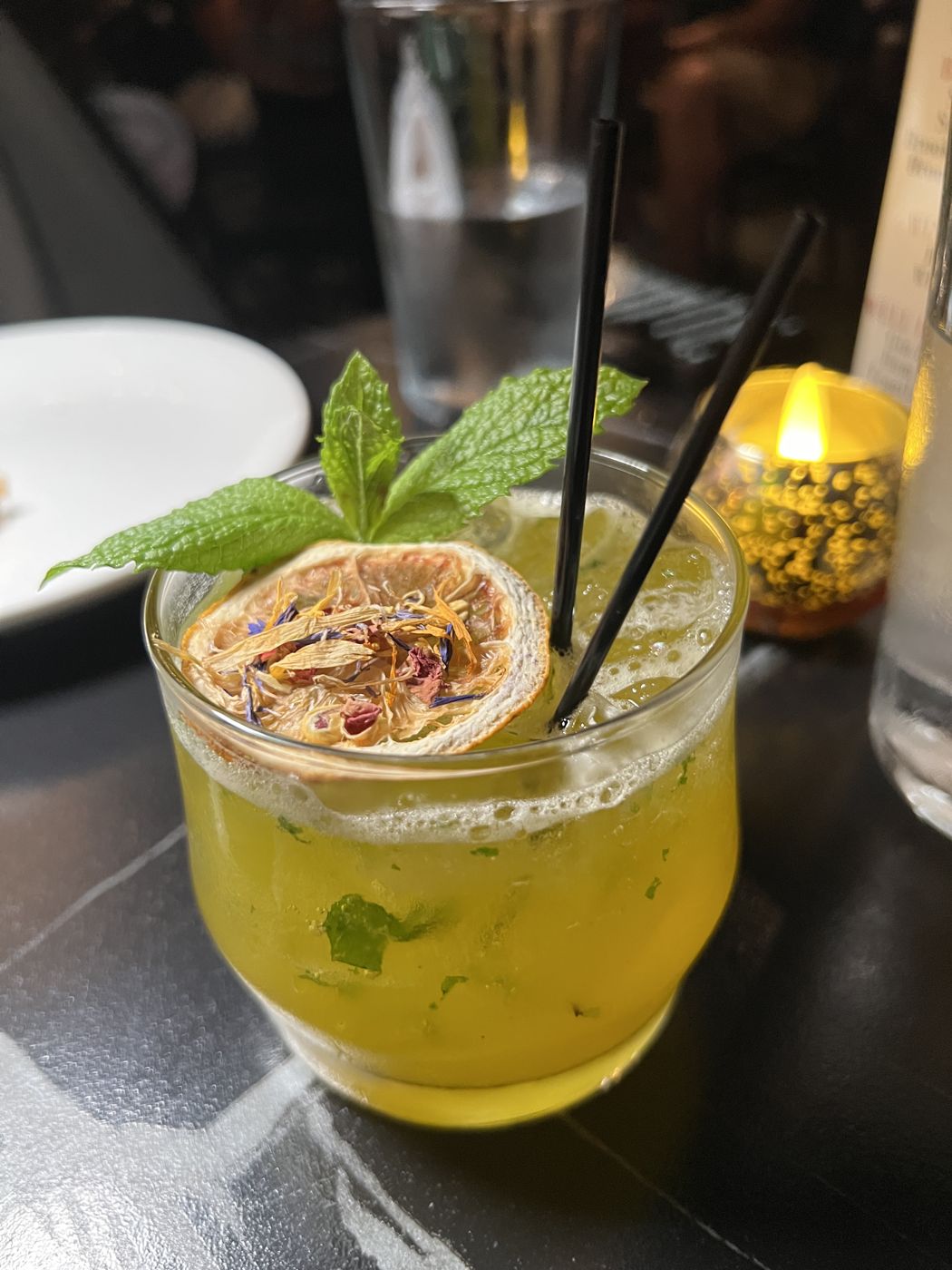 A citrus cocktail with mint